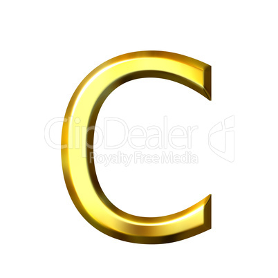 3D Golden Letter c