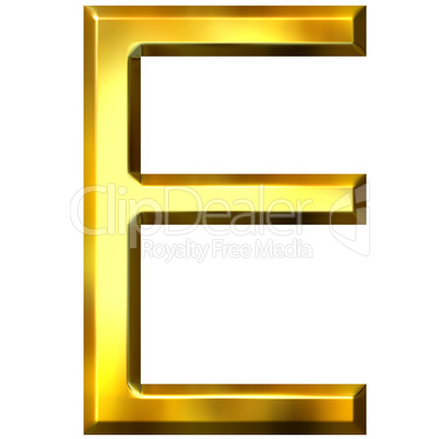 3D Golden Letter E