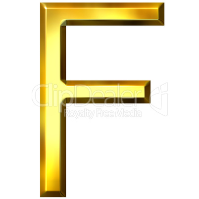 3D Golden Letter F