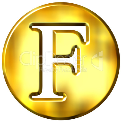 3D Golden Letter F