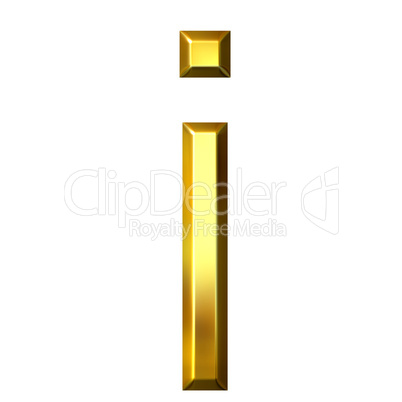 3D Golden Letter i