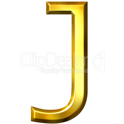 3D Golden Letter J