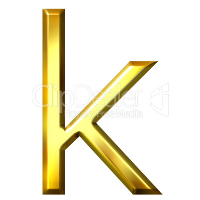 3D Golden Letter k