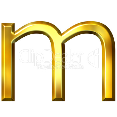 3D Golden Letter m