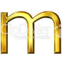 3D Golden Letter m