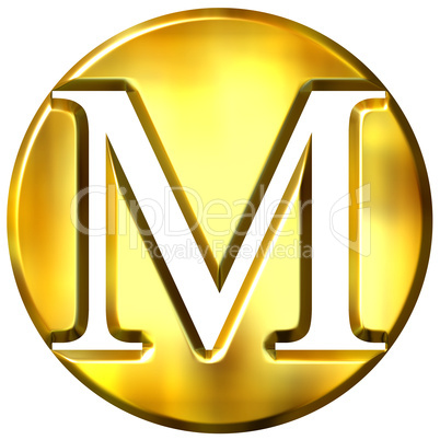 3D Golden Letter M