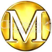 3D Golden Letter M