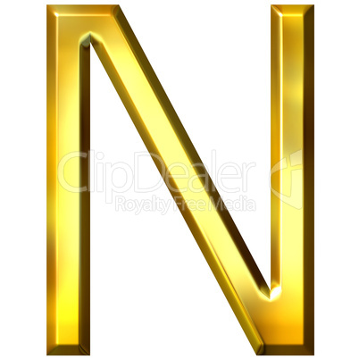 3D Golden Letter N