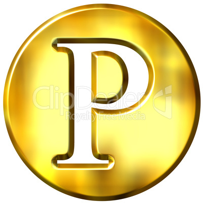 3D Golden Letter P