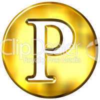 3D Golden Letter P
