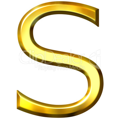 3D Golden Letter S