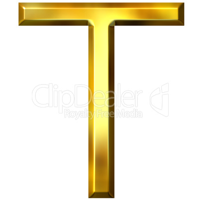 3D Golden Letter T