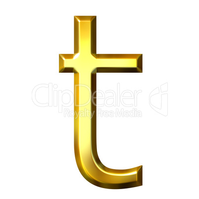 3D Golden Letter t