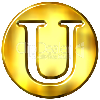 3D Golden Letter U