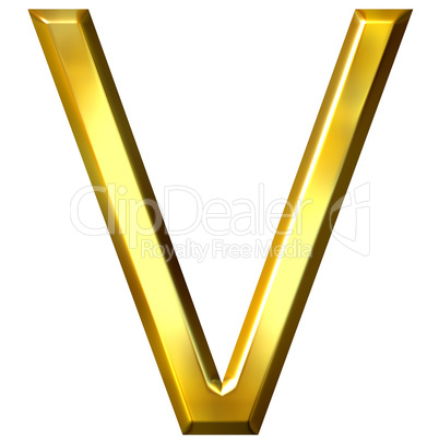 3D Golden Letter V