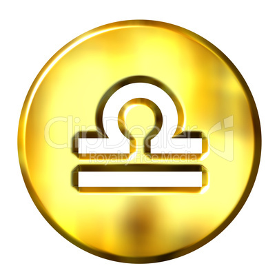 3D Golden Libra Zodiac Sign