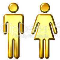 3D Golden Man and Woman Silhouettes