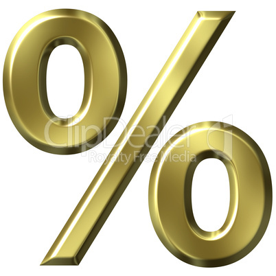 3D Golden Percentage Symbol