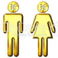 3d golden Pisces man and woman