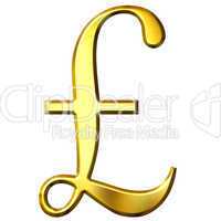 3D Golden Pound Symbol