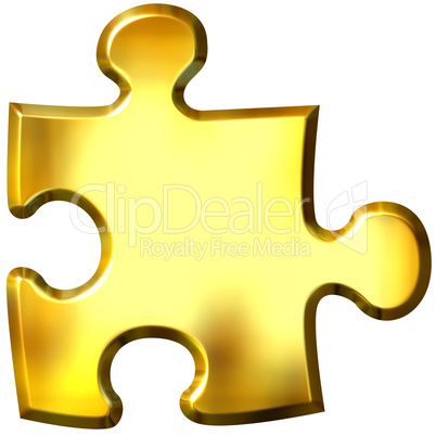 3D Golden Puzzle Piece