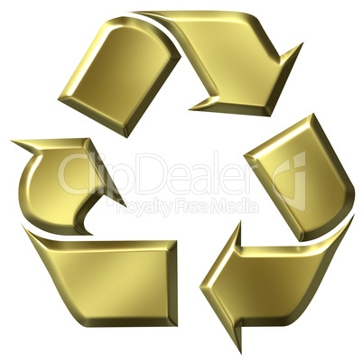 3D Golden Recycle Symbol