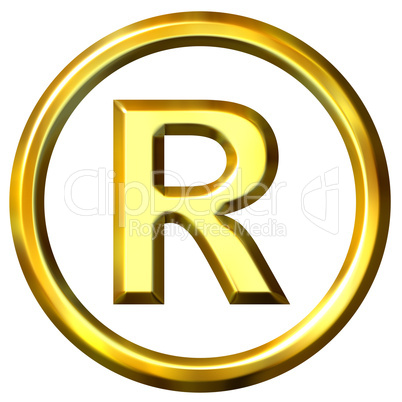 3D Golden Registered Symbol