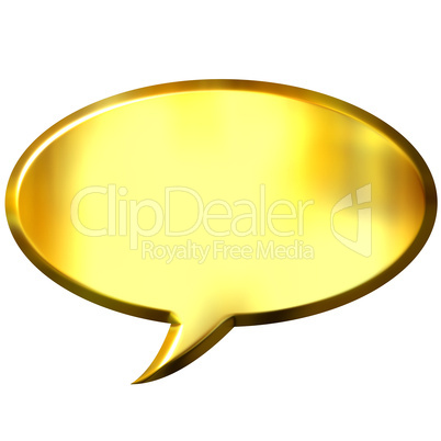 3D Golden Speech Bubble