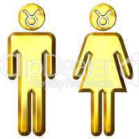 3d golden Taurus man and woman