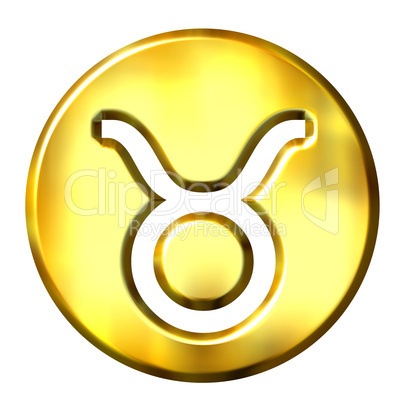 3D Golden Taurus Zodiac Sign