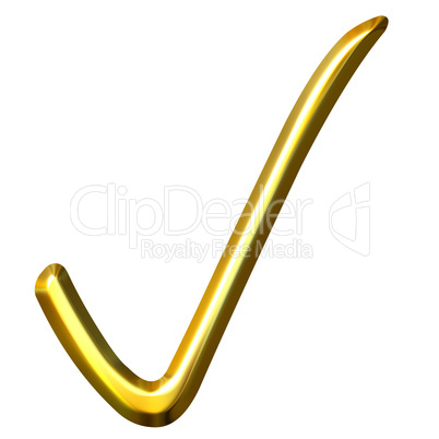 3D Golden Tick Sign