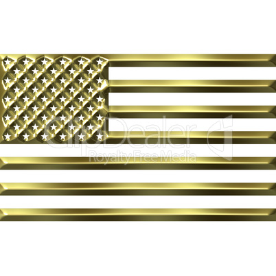 3D Golden USA Flag
