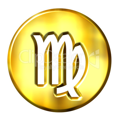 3D Golden Virgo Zodiac Sign