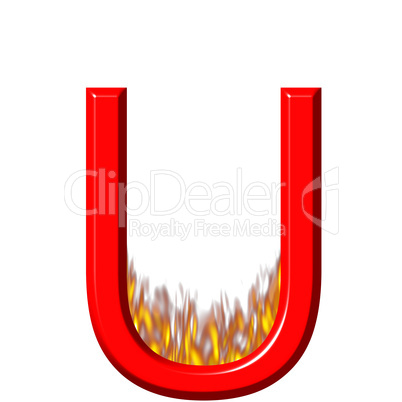 3D Letter U on Fire