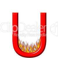 3D Letter U on Fire