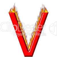 3D Letter V on Fire