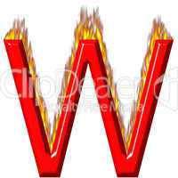 3D Letter W on Fire