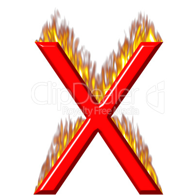 3D Letter X on Fire