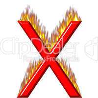 3D Letter X on Fire