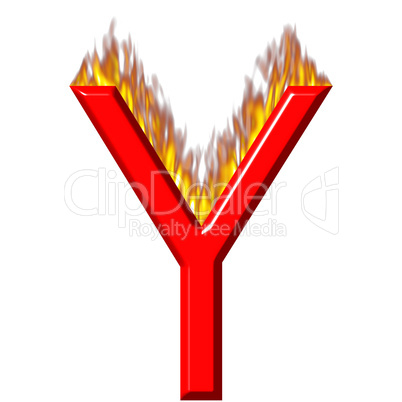 3D Letter Y on Fire
