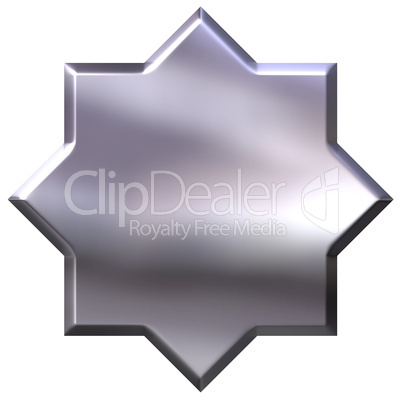 3D Silver 8 Point Star