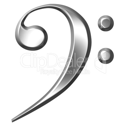 3D Silver Bass Clef