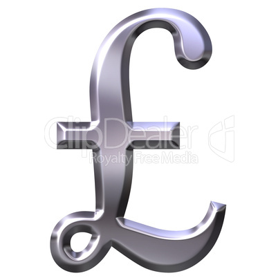 3D Silver British Pound Symbol
