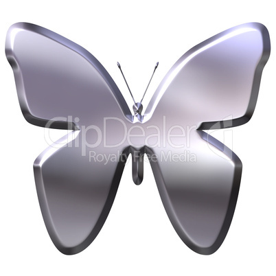 3D Silver Butterfly