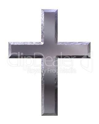 3d silver cross with carved edges