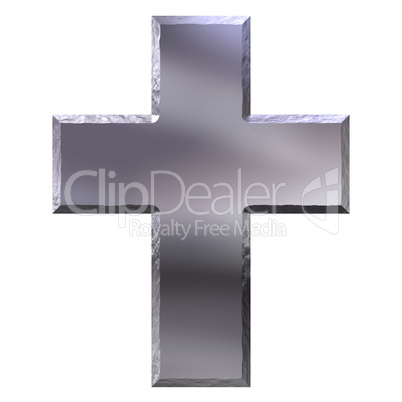 3d silver cross with carved edges