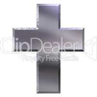 3d silver cross with carved edges