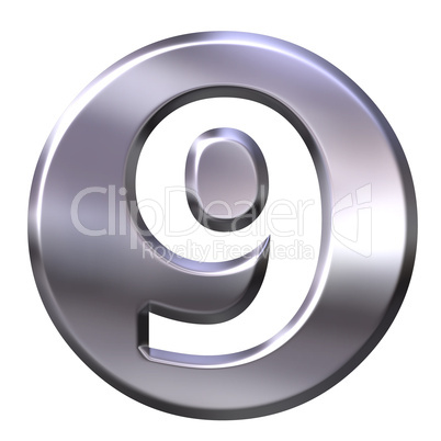 3D Silver Framed Number 9