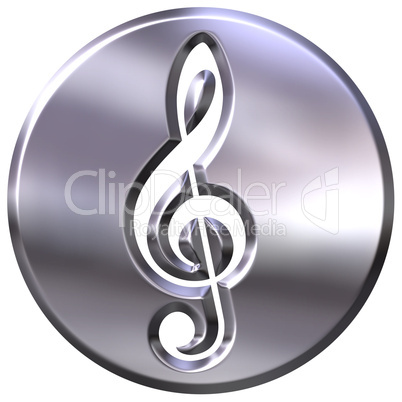 3D Silver Framed Treble Clef