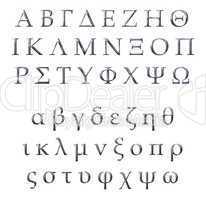 3D Silver Greek Alphabet